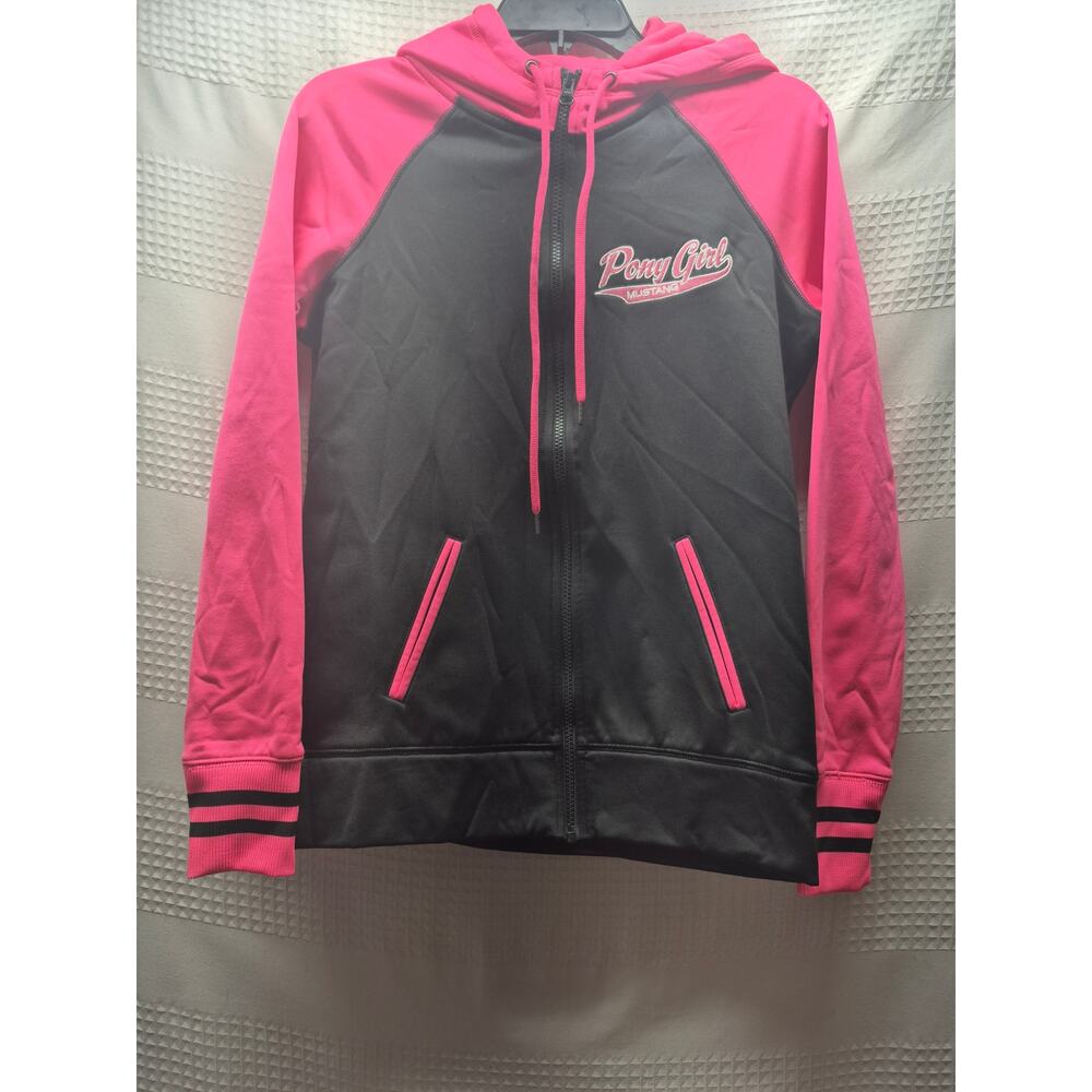 Sports Tek Sweater Womens Size Large Pink Black Colorblock Zip Up Drawstring - Picture 1 of 8